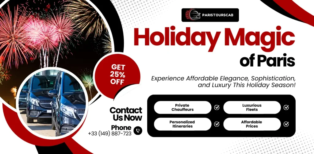 Paris illuminated with holiday decorations, showcasing the city's magical charm during a festive city tour.