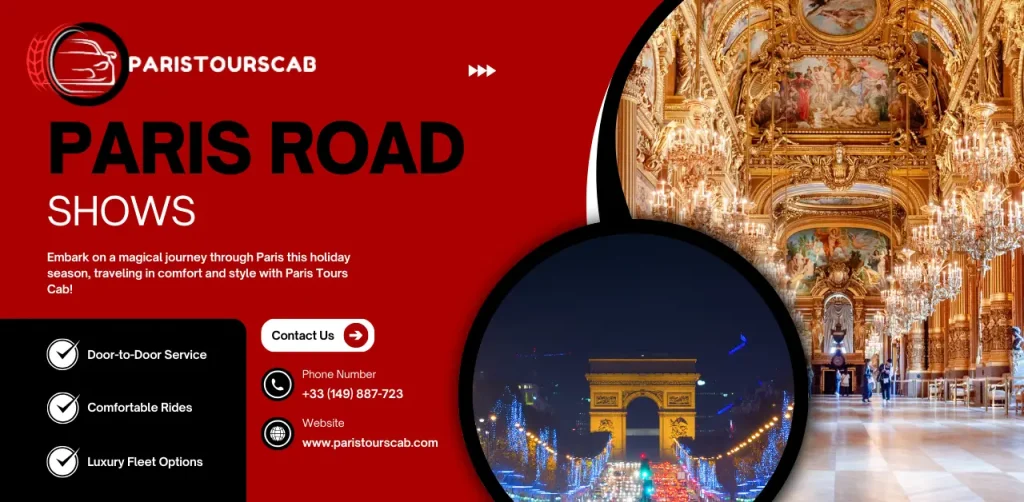 Elegant Paris road shows showcasing the city's charm, presented by Paris Tours Cab, inviting exploration and adventure.