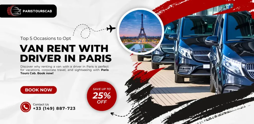 Luxurious van rental service with a driver, exploring the enchanting streets of Paris by Paris Tours Cab