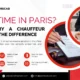A promotional graphic for Paris Tours Cab, highlighting the benefits of hiring a chauffeur for a smooth Paris experience.