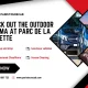 Promotional graphic for Paris Tours Cab, showcasing Paris open-air cinema cab at Parc de la Villette with luxury transport and services.