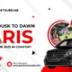 Promotional image for Paris Tours Cab featuring the Eiffel Tower, a luxury van, and colorful Nuit Blanche festivities. Book your experience now!