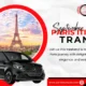 A promotional banner for ParisToursCab featuring a black Mercedes van, the Eiffel Tower, and an invitation to book your luxury Paris cab itinerary wrap-up this September.