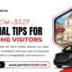 Promotional banner for ParisToursCab with a black van, a historic Parisian building, and a couple; text highlights essential tips from the Paris cab guide 2025 for first-time visitors.